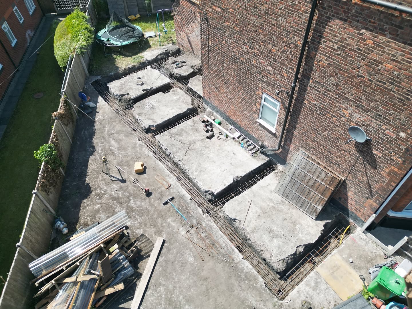 Beam-and-block floor laid over new foundations on a residential extension