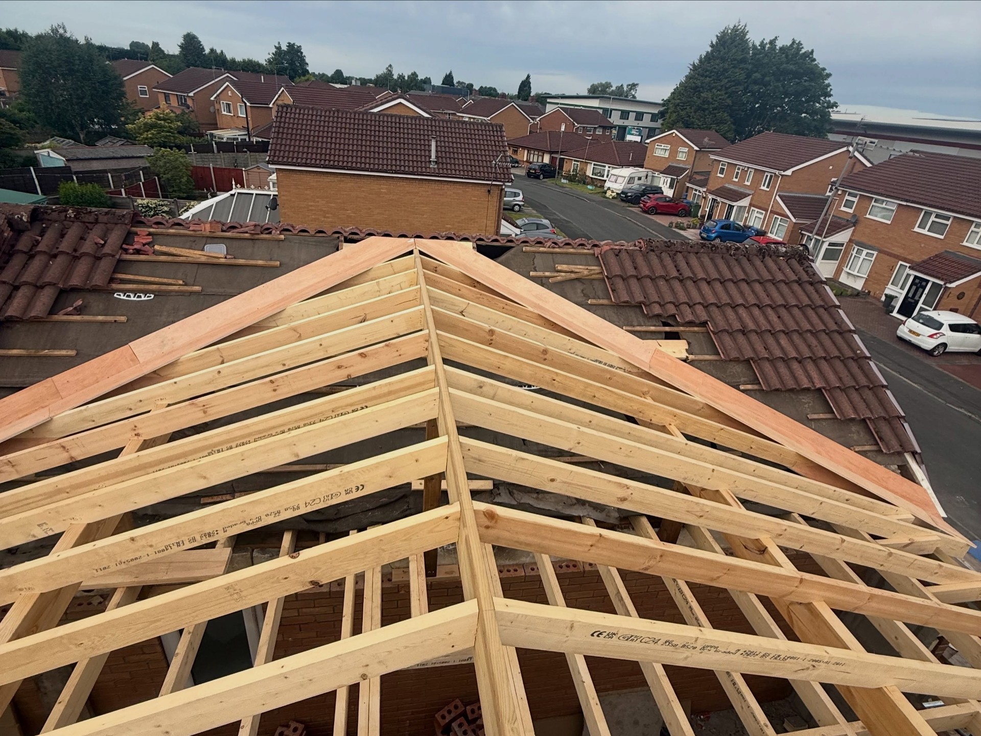 Drone shot of completed loft conversion roof structure